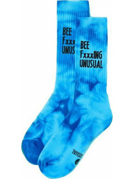 Bee Unusual Issue Ανδρικές Κάλτσες Ψηλές με Σχέδια Μπλε AS-210530