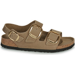 Birkenstock Milano Big Buckle Δερμάτινα Γυναικεία Σανδάλια Ανατομικά Καφέ 1031782