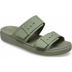 Crocs Brooklyn Brooklyn Buckle Γυναικείες Παντόφλες Καλοκαιρινές Ανατομικές Αντιολισθητικές Χακί 211215-3BX