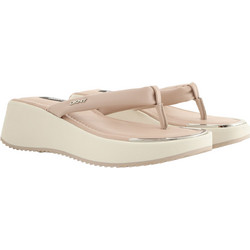 DKNY Maeryn Δερμάτινες Γυναικείες Σαγιονάρες Platforms Μπεζ K1150335-SDL