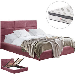 HomeMarkt Briley Κρεβάτι Υπέρδιπλο Υφασμάτινο με Αποθηκευτικό Χώρο Στρώμα & Μηχανισμό Ανύψωσης 160x200cm HM10807.02