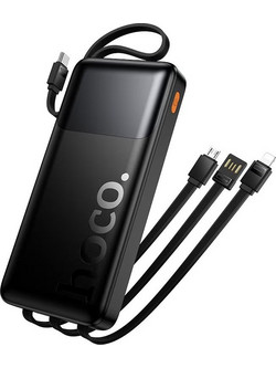 Hoco J156 Power Bank 10000mAh 22.5W με Ενσωματωμένα Καλώδια USB-C Lightning & micro USB Black