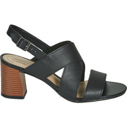 Clarks Jocelynne Bao Γυναικεία Πέδιλα Δερμάτινα Μαύρα με Χοντρό Χαμηλό Τακούνι 26159816
