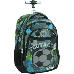 Back Me UP Football Club Σχολική Τσάντα Τρόλεϊ Δημοτικού Πράσινη 357-36074