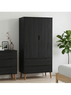 vidaXL Δίφυλλη Ντουλάπα Ρούχων Molde Μαύρη 90x55x175cm 42020940