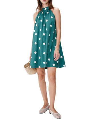 Grace & Mila Warna Mini Καλοκαιρινό Βραδινό Φόρεμα Λινό Βεραμάν 147624