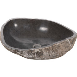 HomeMarkt Επικαθήμενος Νιπτήρας Μπάνιου Πέτρινος 55x44x16cm Γκρι HM4193