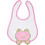 BunnyBebe Βατραχάκι Αδιάβροχη Σαλιάρα Υφασμάτινη με Αυτοκόλλητο Λευκή Ροζ
