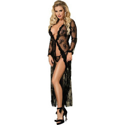 Subblime Sexy Ρόμπα See Through με Δαντέλα Μαύρη D-220609