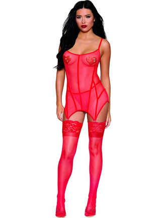 Dreamgirl Sexy Φόρεμα See Through με Ζαρτιέρες Κόκκινο 13499