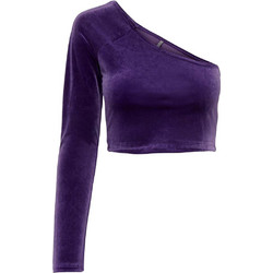 Only Γυναικείο Χειμερινό Crop Top Βελούδινο Μωβ 15277992