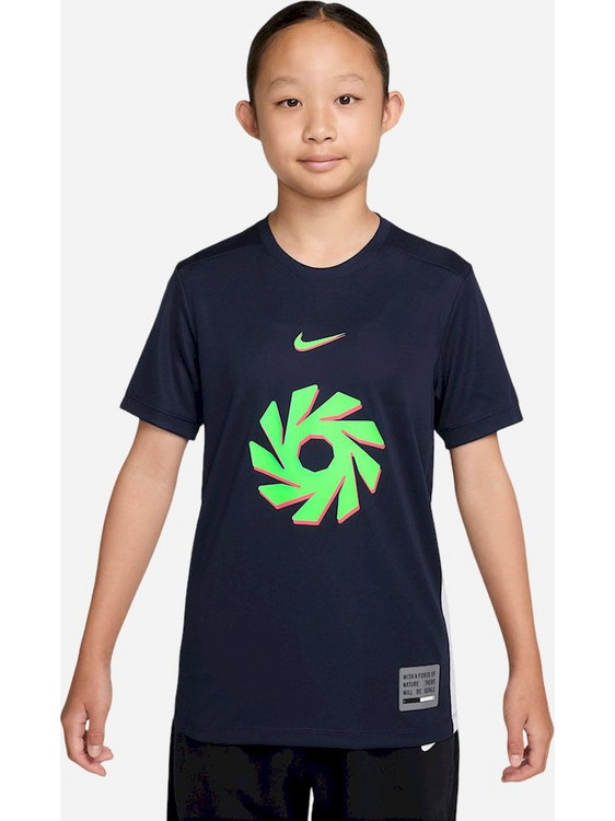Nike Dri-Fit Παιδικό T-Shirt Κοντομάνικο Navy Μπλε Lime IF2809-451