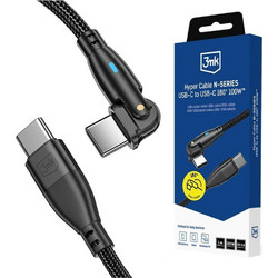 3mk Braided Angle 90° USB-C to USB-C 100W 1m Black 5903108758222