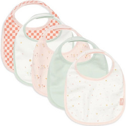 Jollein Pretty Picnic Σετ Αδιάβροχες Σαλιάρες Υφασμάτινες με Αυτοκόλλητο Πολύχρωμες 5τμχ