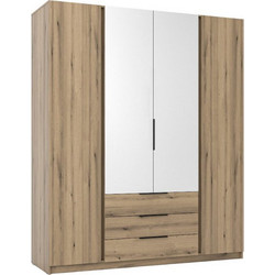 PoliHome Τετράφυλλη Ντουλάπα Ρούχων Luke Sonoma 200x62x239cm 163131659