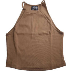 Paco & Co Γυναικείο Καλοκαιρινό Crop Top Ριπ Καφέ 2432801BROWN