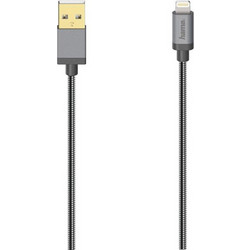 Hama 200501 Stainless USB-A to Lightning Cable 0.75m Anthracite
