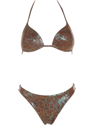 Gsecret Bikini Set Τριγωνάκι με Ενίσχυση Animal Print Καφέ C6001-37625