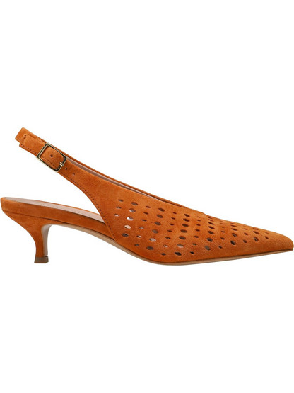 KALOGIROU FANY24 Γόβες Suede Slingback με Λεπτό Χαμηλό Τακούνι Πορτοκαλί