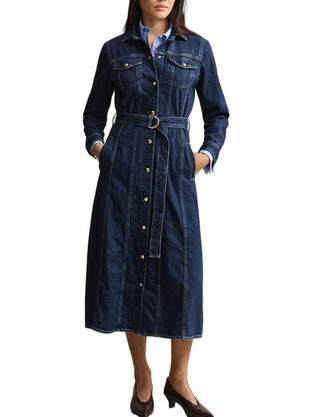Gant Midi Καθημερινό Φόρεμα Σεμιζιέ Τζιν Navy Μπλε 3GW4503542-961