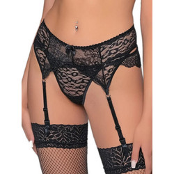 Milena By Paris Ζαρτιέρες με Δαντέλα See Through Μαύρες 5403