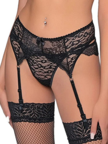 Milena By Paris Ζαρτιέρες με Δαντέλα See Through Μαύρες 5403