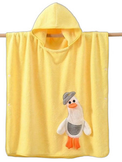 Γαρύφαλλο Duck Face Παιδικό Πόντσο Θαλάσσης Microfiber Κίτρινο 60x90cm