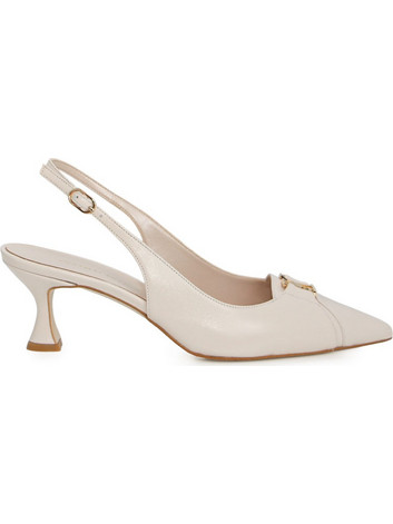 Fratelli Petridi Γόβες Slingback Δερμάτινες με Λεπτό Χαμηλό Τακούνι Μπεζ 57473