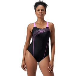 Speedo Medley Logo Αθλητικό Ολόσωμο Μαγιό Μαύρο Ροζ 13474-15357