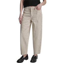 DKNY Ψηλόμεσο Υφασμάτινο Γυναικείο Παντελόνι Relaxed Εφαρμογή Μπεζ DJ6A4131-IVK