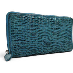 Passaggio Leather Μεγάλο Δερμάτινο Γυναικείο Πορτοφόλι με Φερμουάρ Πετρόλ 9327-PG-03