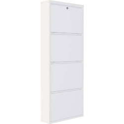 Hanah Home Παπουτσοθήκη Μεταλλική Locking Τοίχου Λευκή M50xΠ15xΥ136cm 159ORN1114