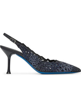 Loriblu Γόβες Slingback Δερμάτινες με Τακούνι Στιλέτο με Στρας Navy Μπλε 3EL8SB8812310