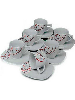 For Home Circles Σετ Φλιτζάνια Ελληνικού Καφέ & Τσαγιού Πορσελάνης 6τμχ 9000A-GC06929