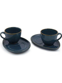 Hermia Σετ Φλιτζάνια Κεραμικά Μπλε 215ml 2τμχ 275KRM1495