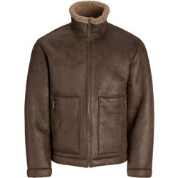 Jack & Jones Ανδρικό Μπουφάν Χειμωνιάτικο Δερμάτινο Καφέ 12303001