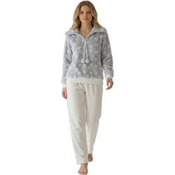 Harmony Σετ Γυναικείες Πιτζάμες Χειμωνιάτικες Fleece Multicolor Grey Heart