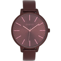 Oozoo Timepieces Γυναικείο Ρολόι με Μπορντό Δερμάτινο Λουράκι C11738