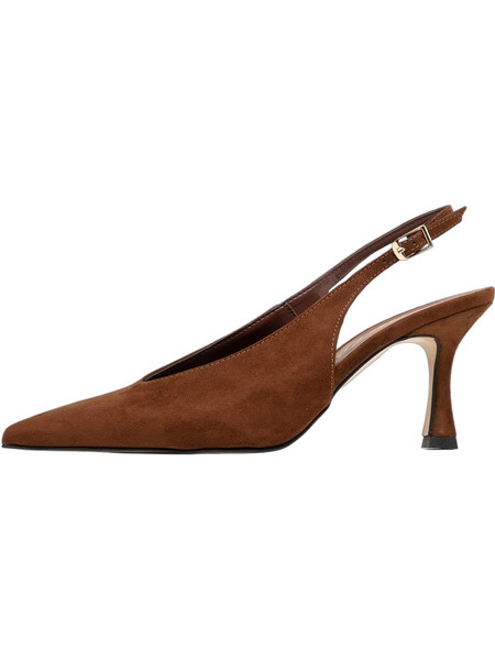 Sante Γόβες Slingback με Λεπτό Χαμηλό Τακούνι Καφέ 26-615