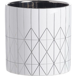 Artekko Geometric Κασπώ Μεταλλικό Λευκό Ασημί 16x16cm