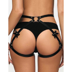 Kinksters Garter Black Leather Bondage Chain Bondage Λουριά Δεσίματος