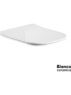 Bianco Ceramica Norma Καπάκι Λεκάνης Τετράγωνο από Βακελίτη Slim Soft Close Λευκό 515-9601SC-300