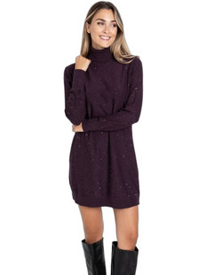 Toi & Moi Mini Βραδινό Φόρεμα Πλεκτό & Παγιέτες Μωβ 50-6954-226