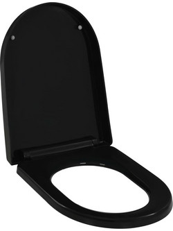 vidaXL Καπάκι Λεκάνης D-Shape Πλαστικό Soft Close Μαύρο 145023