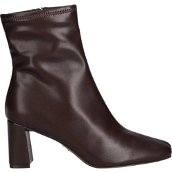 Steve Madden Γυναικεία Μποτάκια Αστραγάλου Δερμάτινα Σοκολατί με Χοντρό Ψηλό Τακούνι 11003498-GC2