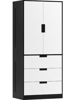 HOMCOM Δίφυλλη Ντουλάπα Ρούχων Μαύρη 76x48x87cm 831-621V00WT