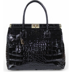 Passaggio Leather Γυναικεία Τσάντα Χειρός Δερμάτινη Μαύρη 6187-KR-30