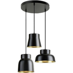 Schuller Vulcano Κρεμαστό Φωτιστικό Οροφής Black Golden D50 3L Μαύρο / Χρυσό
