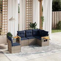 vidaXL Πενταθέσιος Καναπές Εξωτερικού Χώρου Rattan Μπλε 62x62x69cm 6τμχ 3039642