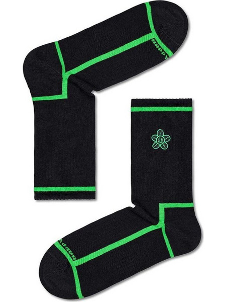 Happy Socks Squiggly Flower Ανδρικές Κάλτσες Ψηλές με Σχέδια Μαύρες P000221